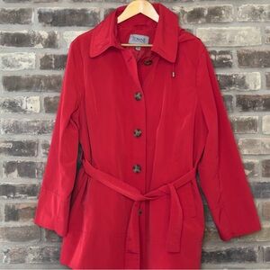 Red Women's Belted Trench Coat